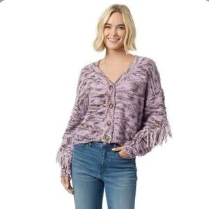 Jessica Simpson Women's Small Aamina Fringe Cardigan